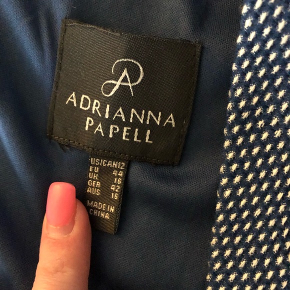 Adrianna Papell blue white polka dot bolero neckline sheath dress - Picture 10 of 10